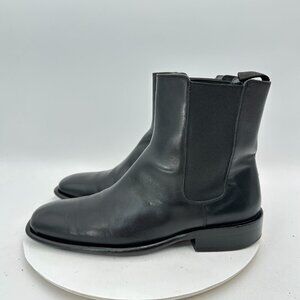 Gucci Men Size 8D Black Leather Side Elastic Pull On Square Toe Ankle Boot